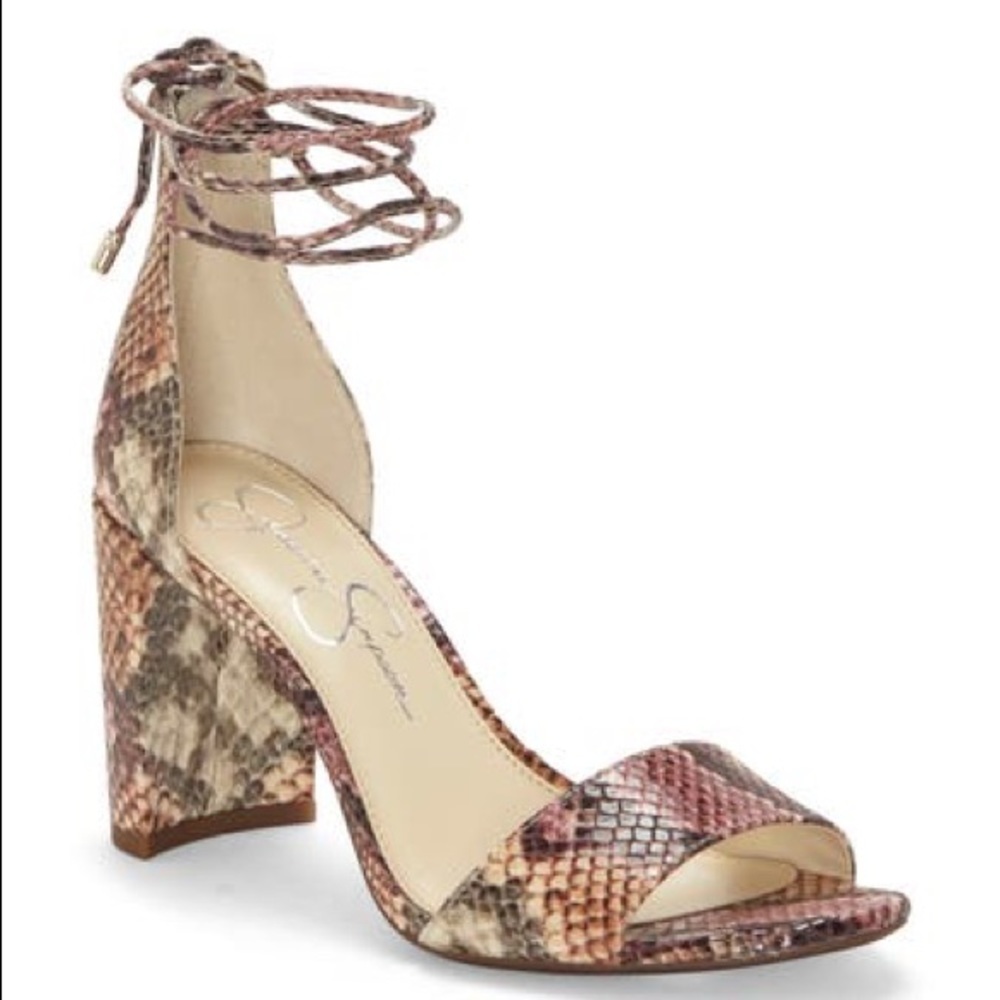 Jessica Simpson Snake Print Block Heel Sandals